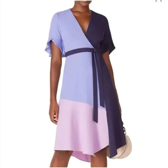 Hutch Dresses & Skirts - Hutch Colorblock Wrap Dress Blue Purple XS Wedding Shower Cruise Beach Resort